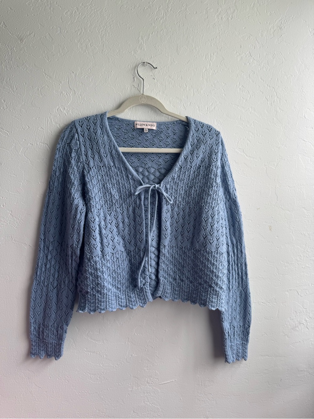 Willow and wind Light Blue Knit Tie-Front Sweater
